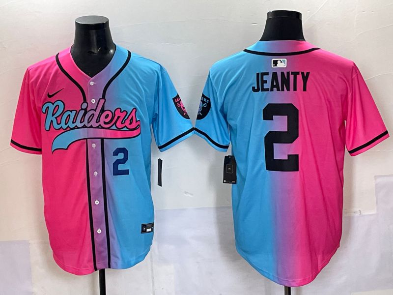 Men 2025 Oakland Raiders #2 Jeanty Blue pink Nike Limited NFL Jersey 005